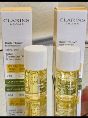 New CLARINS Aroma HUILE “TONIC” Body TREATMENT OIL Travel Mini’s Set of 2 NIB